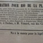 Appel à l'émigration vers le Río de La Plata - paru le 01.05.1855 dans L'ERE IMPERIALE Journal des Hautes-Pyrénées-            cliquez sur l'image pour l'agrandir 